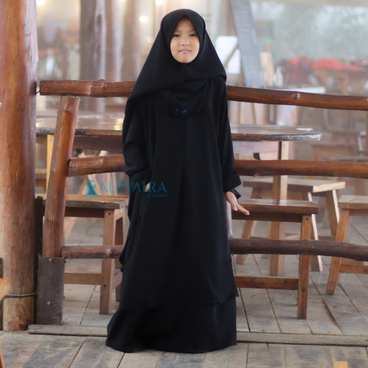 Alsyahra Exclusive Abaya Gamis Salamah Kids Jetblack