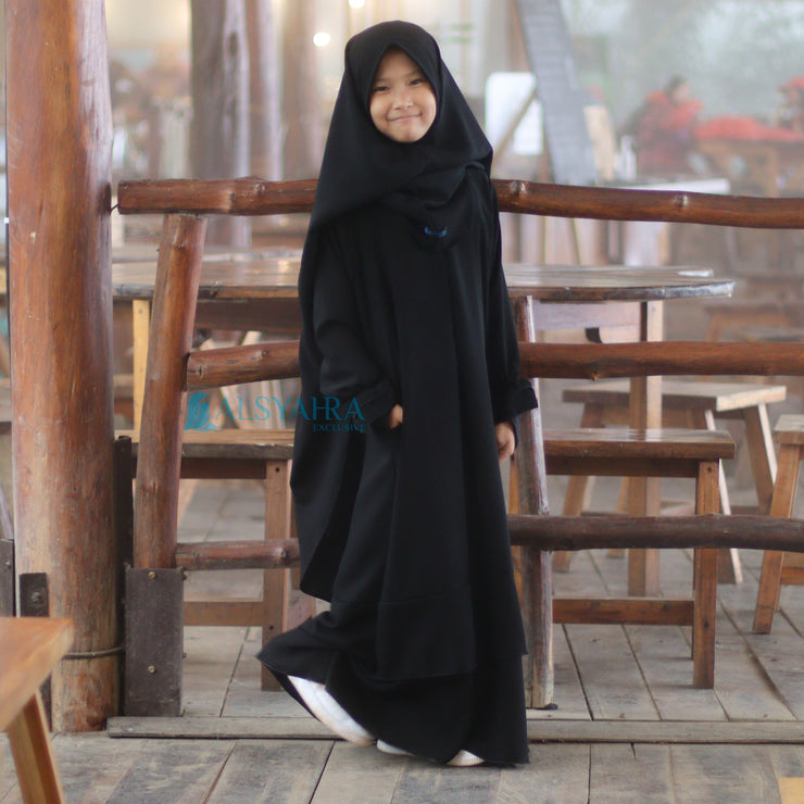 Alsyahra Exclusive Abaya Gamis Salamah Kids Jetblack