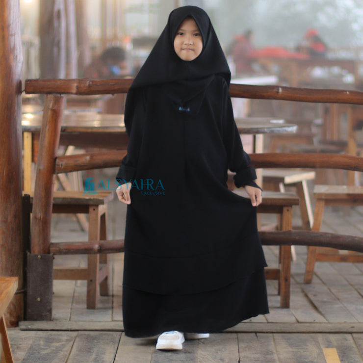 Alsyahra Exclusive Abaya Gamis Salamah Kids Jetblack