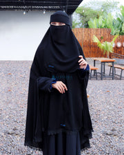 Alsyahra Exclusive Set Khimar Handsplit Bisban Al Shams Niqab Bandana Poni Jetblack
