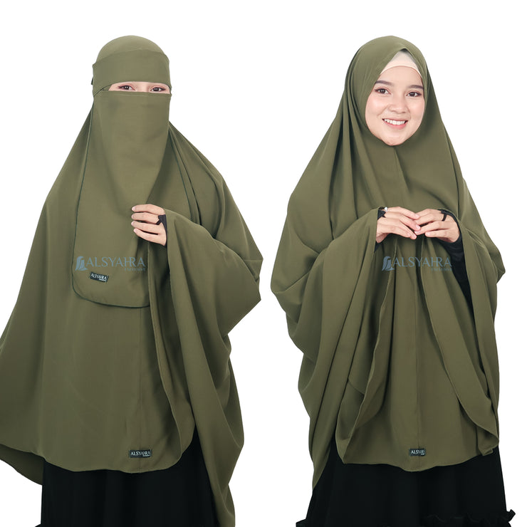 Set Khimar Non Pad Syari Size L Niqab Bandana Luxury Wolfis Alsyahra Exclusive