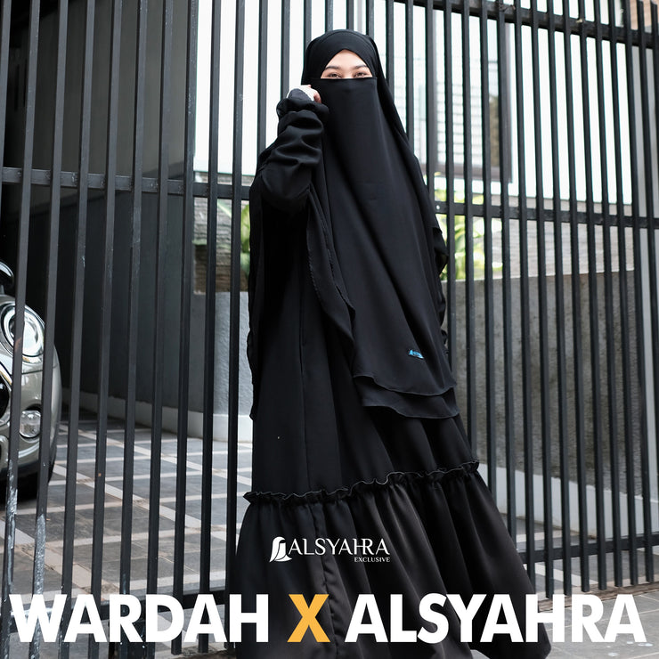 Alsyahra Exclusive X Wardah Maulina Bundling Gamis French Khimar Fatimah Size L