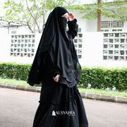 Alsyahra Exclusive X Wardah Maulina Bundling Gamis French Khimar Fatimah Size L