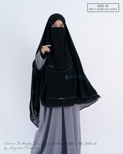 Alsyahra Exclusive Set Khimar Butterfly 2 Layer Bisban Hitam XL Sifon Jetblack