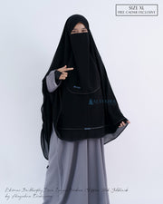 Alsyahra Exclusive Set Khimar Butterfly 2 Layer Bisban Hitam XL Sifon Jetblack