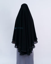 Alsyahra Exclusive Set Khimar Butterfly 2 Layer Bisban Hitam XL Sifon Jetblack