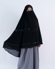 Alsyahra Exclusive Set Khimar Butterfly 2 Layer Bisban Hitam XL Sifon Jetblack