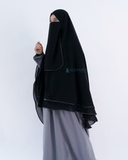 Alsyahra Exclusive Set Khimar Butterfly 2 Layer Bisban Hitam XL Sifon Jetblack