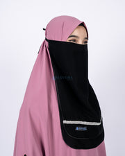 Cadar Tali 2 Layer Zahrah Sifon Jetblack Alsyahra Exclusive