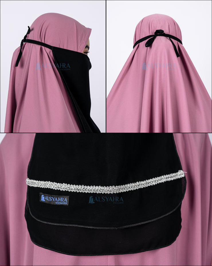 Cadar Tali 2 Layer Zahrah Sifon Jetblack Alsyahra Exclusive
