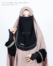Cadar Tali Ikhfa 2 layer Sifon Silk Jetblack Alsyahra Exclusive