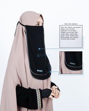 Cadar Tali Ikhfa 2 layer Sifon Silk Jetblack Alsyahra Exclusive