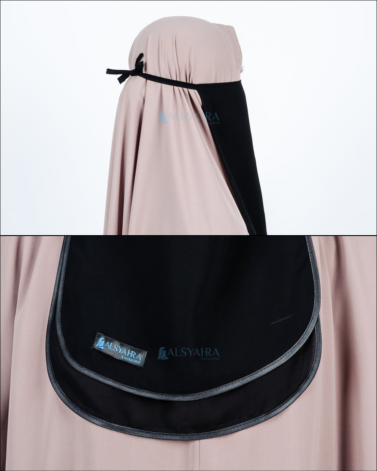 Cadar Tali Ikhfa 2 layer Sifon Silk Jetblack Alsyahra Exclusive