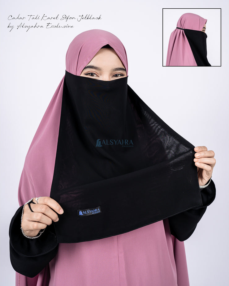 Cadar Tali Karet Sifon Jetblack Alsyahra Exclusive
