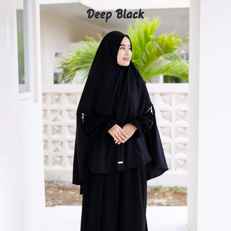 Alsyahra Exclusive Set Khimar Handzipper Size XL Soft Crown Exclusive