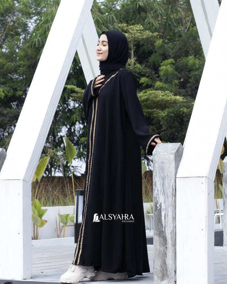 Abaya Gamis Syari Khadijah Jetblack Alsyahra Exclusive