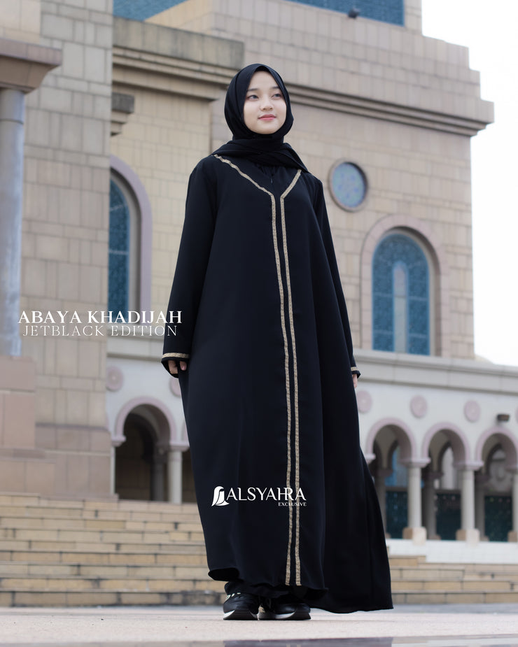 Abaya Gamis Syari Khadijah Jetblack Alsyahra Exclusive