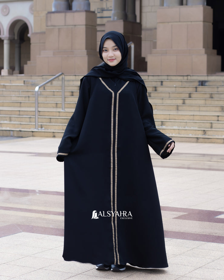 Abaya Gamis Syari Khadijah Jetblack Alsyahra Exclusive