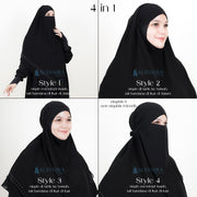 Alsyahra Exclusive French Khimar Ayumi Andalusia Sifon Silk Jetblack Size L