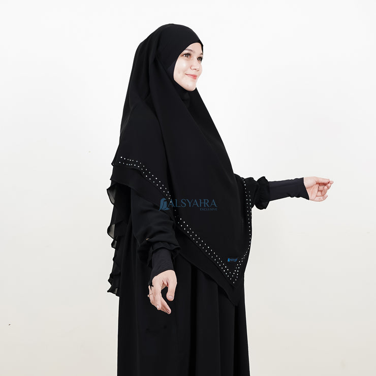 Alsyahra Exclusive French Khimar Ayumi Andalusia Sifon Silk Jetblack Size L