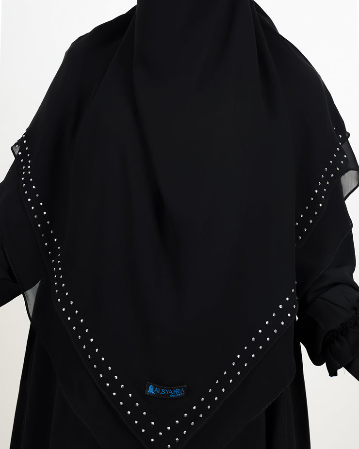 Alsyahra Exclusive French Khimar Ayumi Andalusia Sifon Silk Jetblack Size L