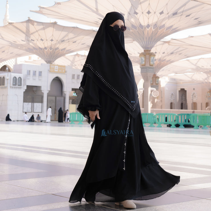 Alsyahra Exclusive French Khimar Ayumi Andalusia Sifon Silk Jetblack Size L