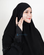 Alsyahra Exclusive French Khimar Ayumi Andalusia Sifon Silk Jetblack Size L