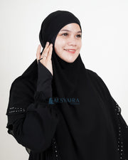 Alsyahra Exclusive French Khimar Ayumi Andalusia Sifon Silk Jetblack Size L