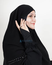 Alsyahra Exclusive French Khimar Ayumi Andalusia Sifon Silk Jetblack Size L