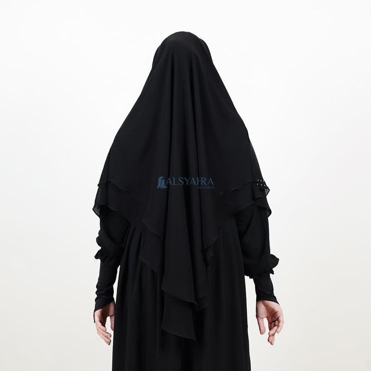 Alsyahra Exclusive French Khimar Ayumi Andalusia Sifon Silk Jetblack Size L