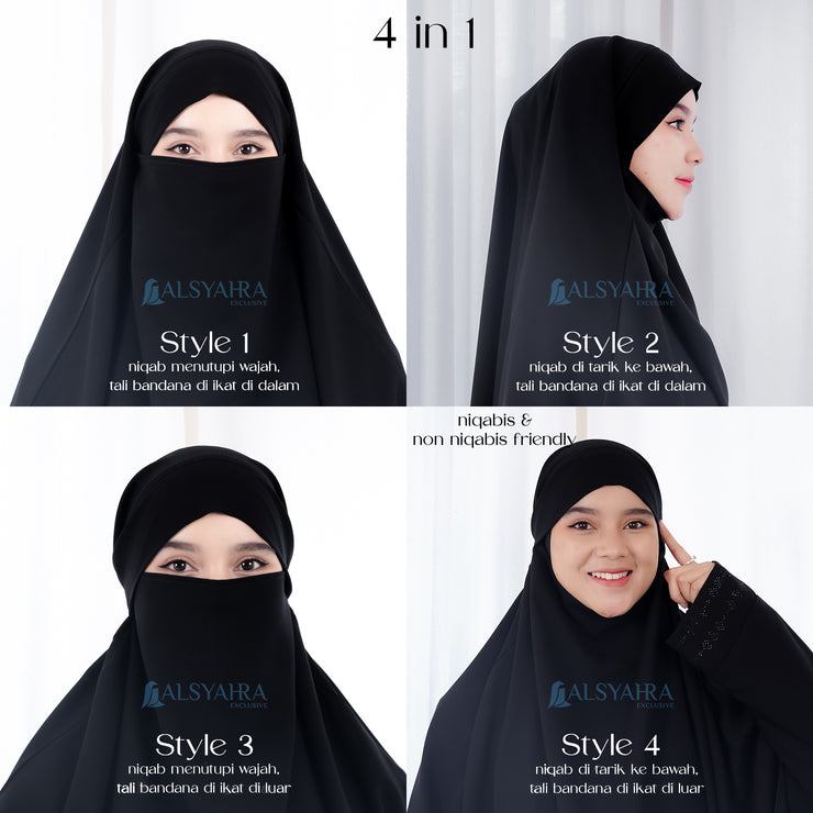 French Khimar Handless Fatimah Jetblack Alsyahra Exclusive