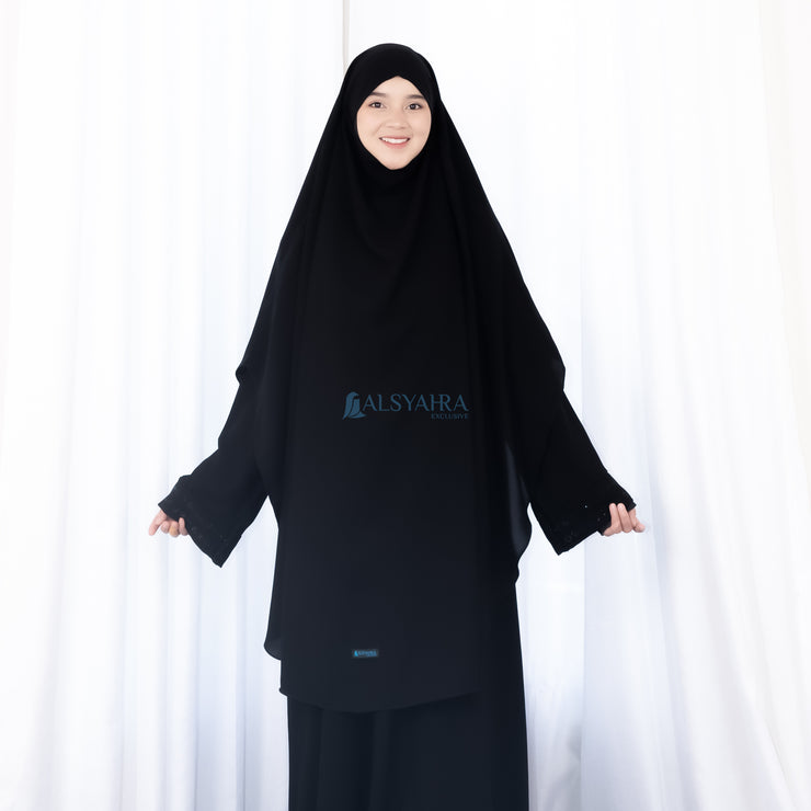 French Khimar Handless Fatimah Jetblack Alsyahra Exclusive