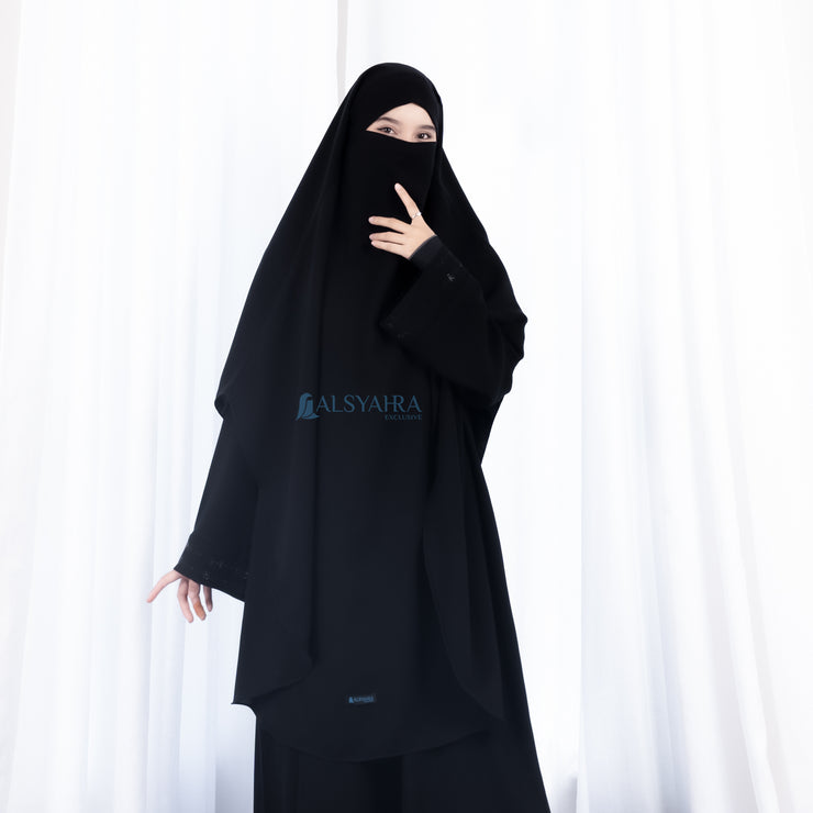 French Khimar Handless Fatimah Jetblack Alsyahra Exclusive