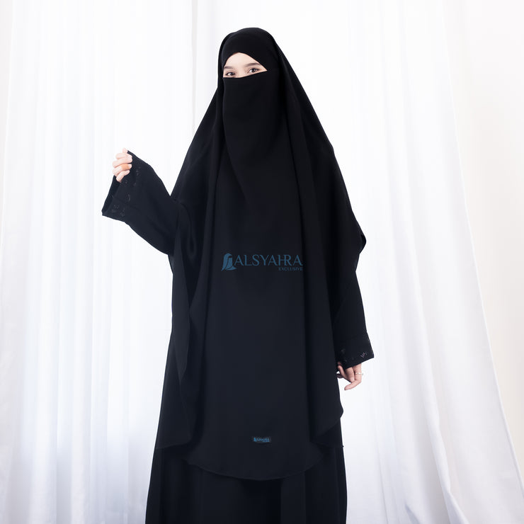 French Khimar Handless Fatimah Jetblack Alsyahra Exclusive
