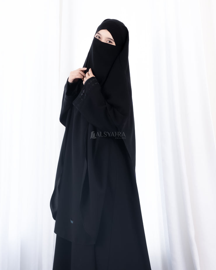 French Khimar Handless Fatimah Jetblack Alsyahra Exclusive