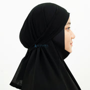 Alsyahra Exclusive French Khimar Ayumi Andalusia Sifon Silk Jetblack Size XL