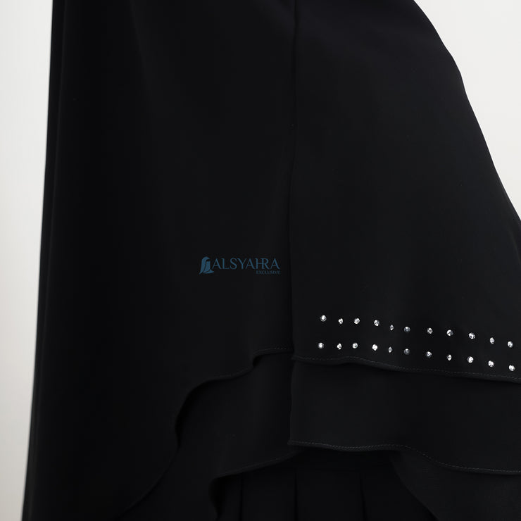 Alsyahra Exclusive French Khimar Ayumi Andalusia Sifon Silk Jetblack Size XL