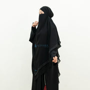 Alsyahra Exclusive French Khimar Ayumi Andalusia Sifon Silk Jetblack Size XL