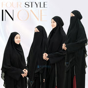 Alsyahra Exclusive French Khimar Ayumi Andalusia Sifon Silk Jetblack Size XL