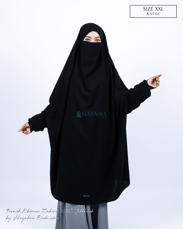 French Khimar Zahira XXL Jetblack Alsyahra Exclusive