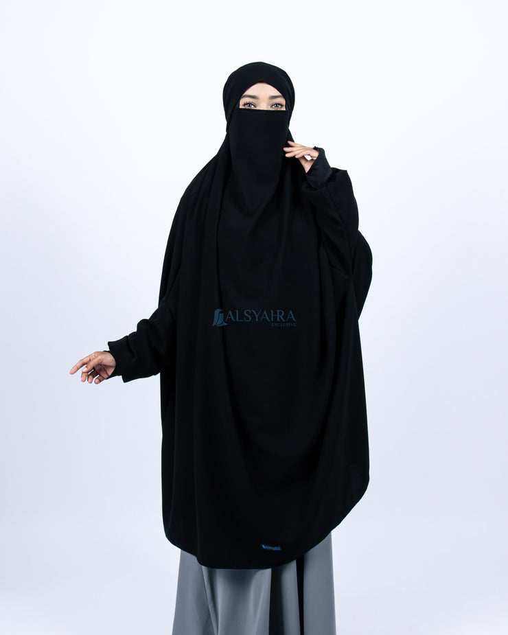 French Khimar Zahira XXL Jetblack Alsyahra Exclusive