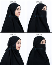 French Khimar Zahira XXL Jetblack Alsyahra Exclusive