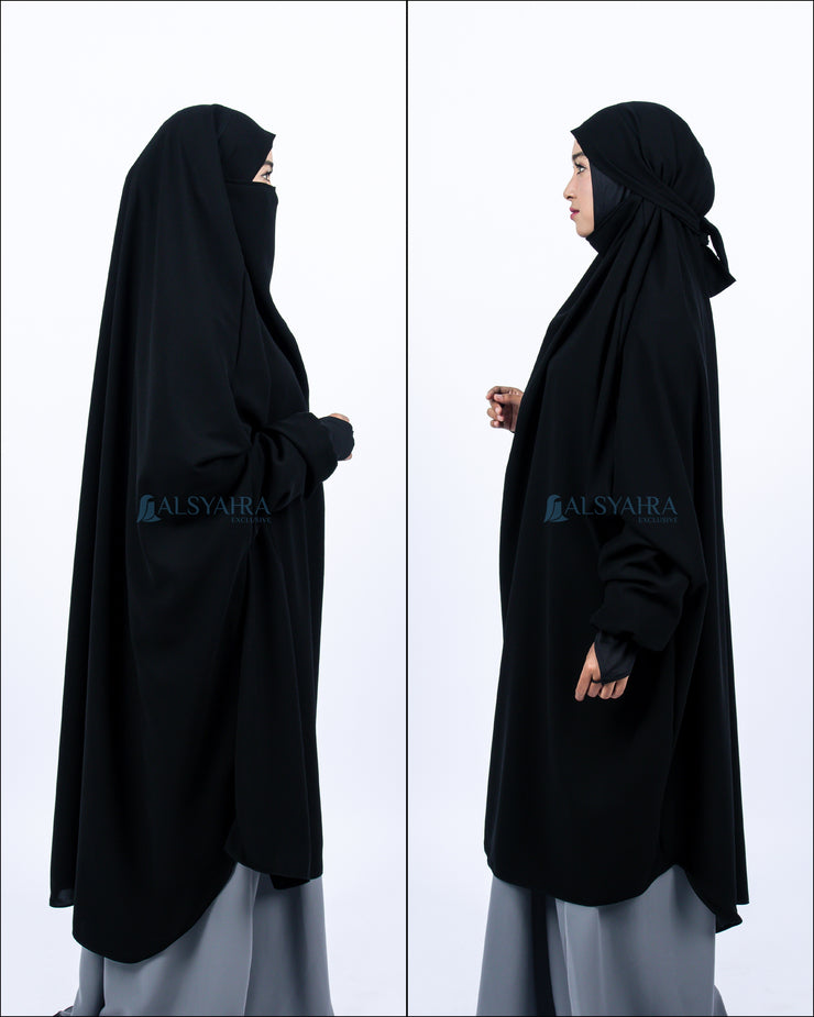 French Khimar Zahira XXL Jetblack Alsyahra Exclusive