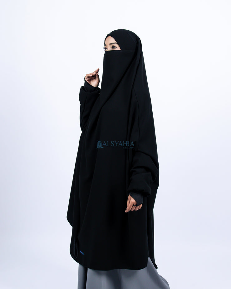 French Khimar Zahira XXL Jetblack Alsyahra Exclusive