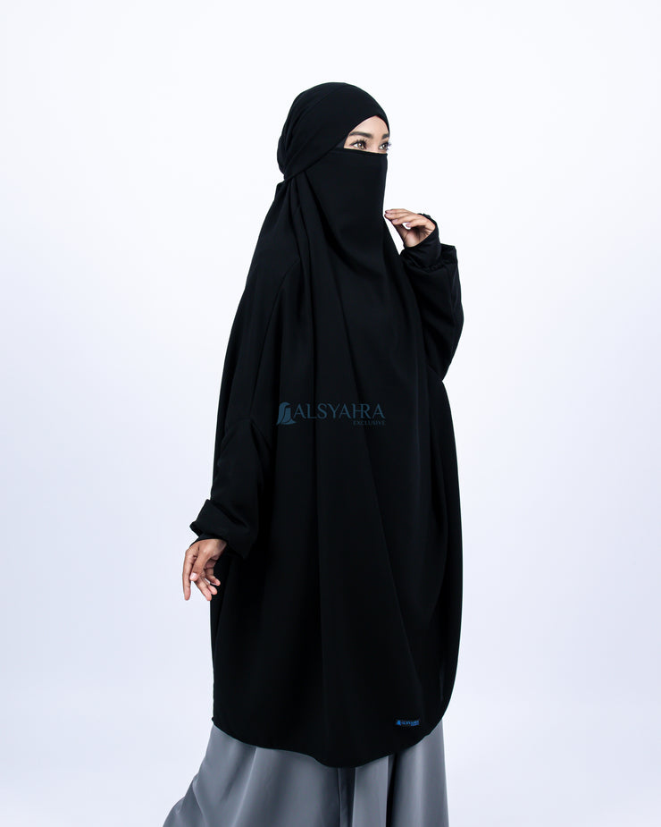 French Khimar Zahira XXL Jetblack Alsyahra Exclusive