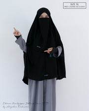 Set Khimar Syari Handzipper XL Jetblack Alsyahra Exclusive