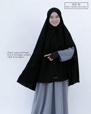 Set Khimar Syari Handzipper XL Jetblack Alsyahra Exclusive