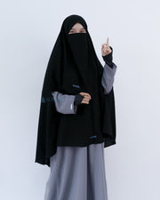 Set Khimar Syari Handzipper XL Jetblack Alsyahra Exclusive