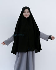 Set Khimar Syari Handzipper XL Jetblack Alsyahra Exclusive