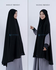 Alsyahra Exclusive Set Khimar Handzipper XXL Cadar Tali Jetblack